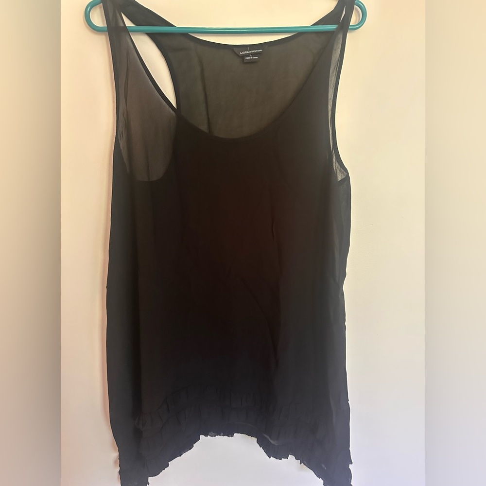 Moda International Sheer Black Tank Top